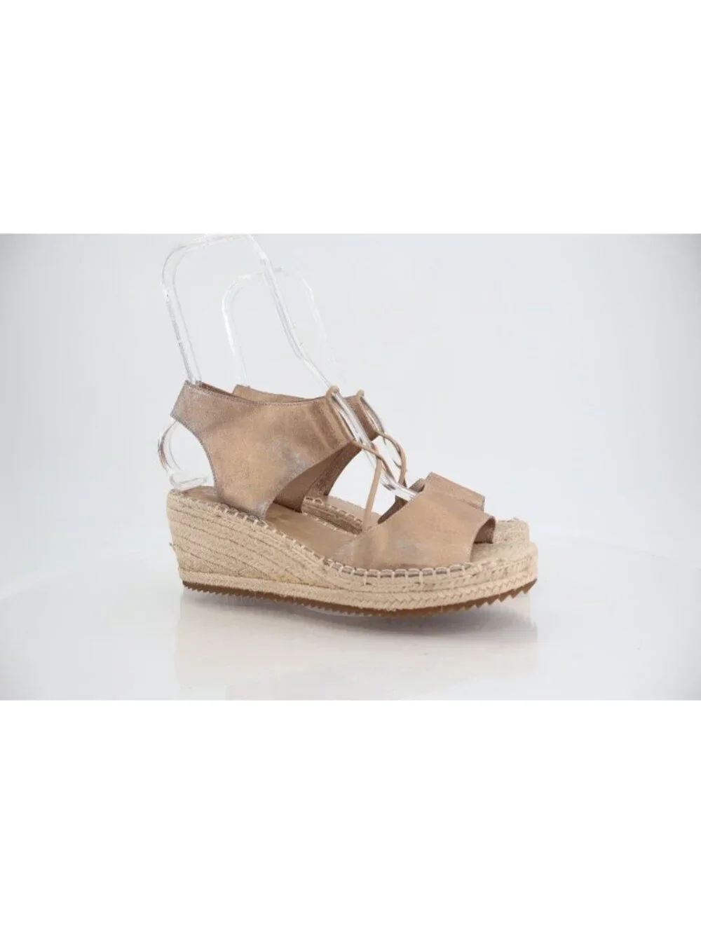 Eileen Fisher Women's Agnes Sandal Size 10 Espadrille Platform Wedge Heel Gold - Picture 2 of 13